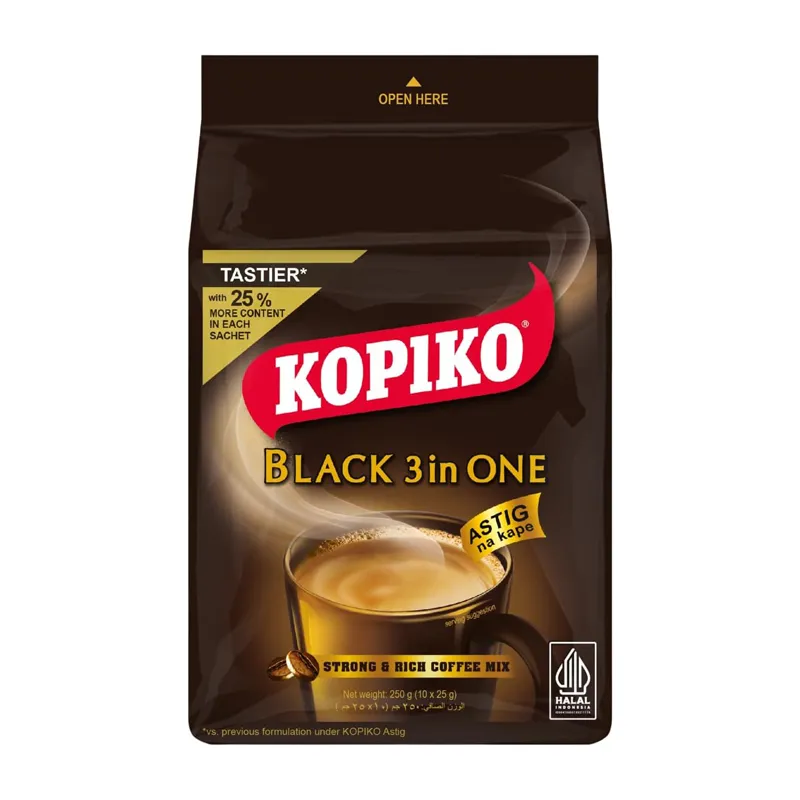 KOPIKO BLACK COFFEE 3 IN 1 BAG 10*25GM