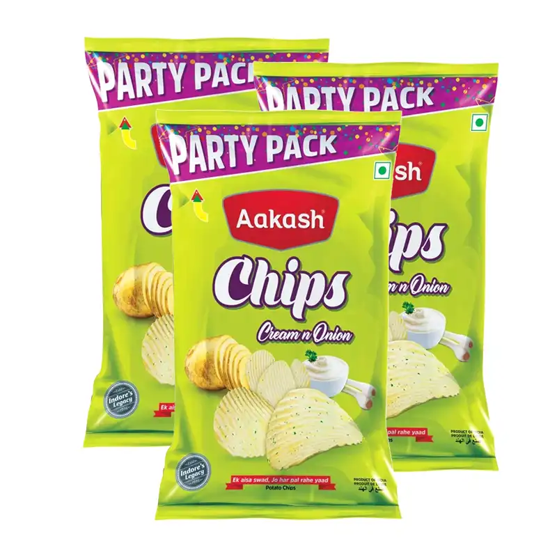 AAKASH CHIPS CREAM N ONION 3X130G