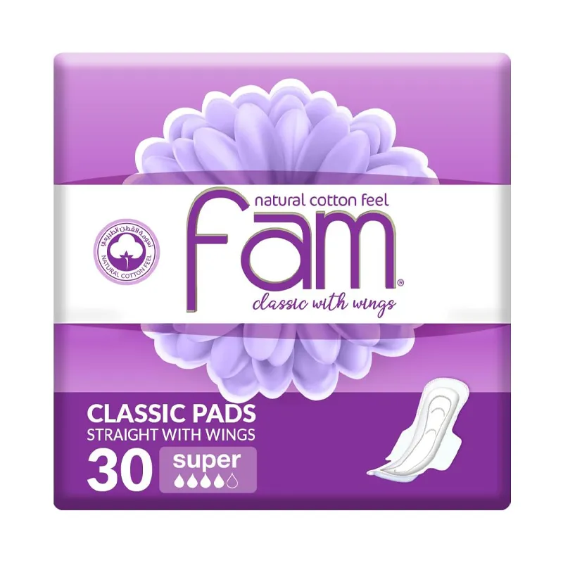 FAM COTTON PADSW/WINGS 3x10